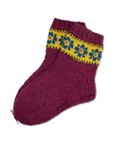 Hand-knitted wool socks - magenta