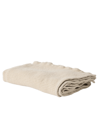 Organic Cotton Waffle Bath Towel - Beige, folded on a transparent backrgound