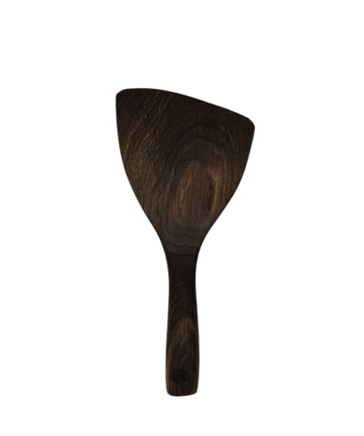 Hand-Carved Kitchen Spatula – Smoked Oak – Precision Mini - Left-handed