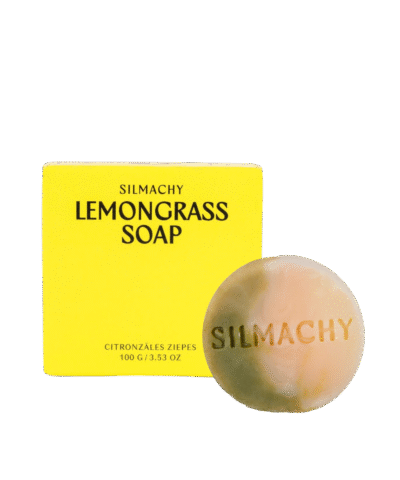 Handmade lemongrass soap with spirulina and coconut oil, crafted in Latvia with plant-based ingredients