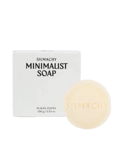 Minimalist handmade unscented soap bar with coconut and olive oil, crafted in Latvia with no additives